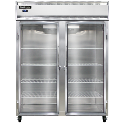 Continental Refrigerator 2RENSAGD 57" W Two-Section Glass Door Reach-In Extra-Wide Refrigerator