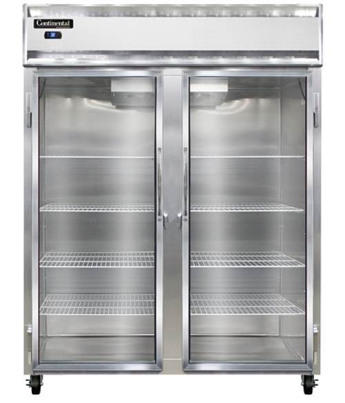 Continental Refrigerator 2RENSAGD 57" W Two-Section Glass Door Reach-In Extra-Wide Refrigerator