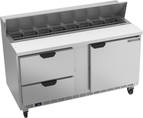Beverage Air SPED60HC-16-2 60" W Two-Section One Door Sandwich Top Refrigerated Counter