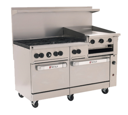 Wolf C60SS-6B24GB-NG 60" Natural Gas Restaurant Range - 30,000 BTU