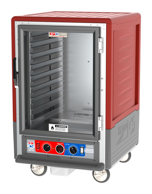 Metro C535-CFC-L C5 3 Series Red Half-Size Insulated Heated Holding & Proofing Cabinet with Clear Door and Lip Load Slides - 120V