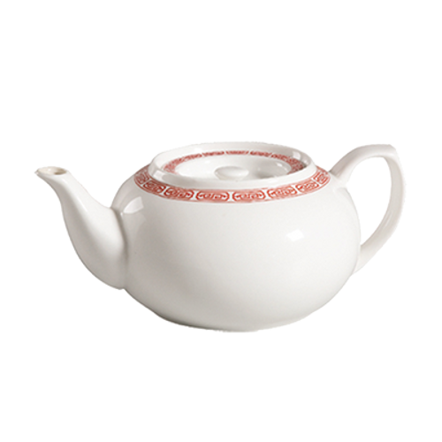 CAC China 105-TPW-2 32 Oz. Bone White Porcelain Red Gate Teapot (1 Dozen)