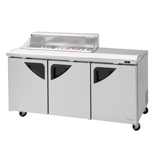 Turbo Air TST-72SD-12S-N-CL 72.63" W Three-Section Three Door Super Deluxe Sandwich/Salad Unit