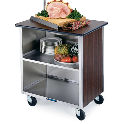 Lakeside 626 28.25" W Stainless Steel Wood Laminate Top Enclosed Bussing Cart