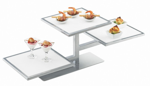 Cal-Mil 1140-74 32-1/4"W x 13"D x 10-1/2"H Square White Stainless Steel One Tiered Riser