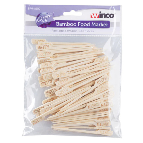 Winco BFM-A100 3-1/2" Bamboo Food Marker (100 Pieces Per Pack)