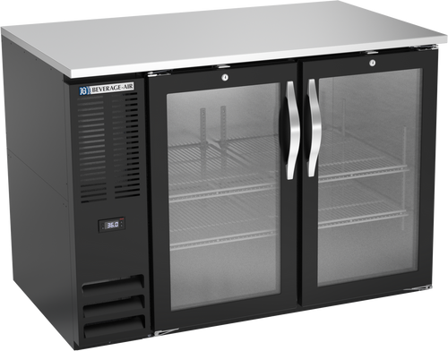 Beverage Air BB48HC-G-B 48" W Two-Section Glass Door Refrigerated Back Bar Storage Cabinet - 115 Volts