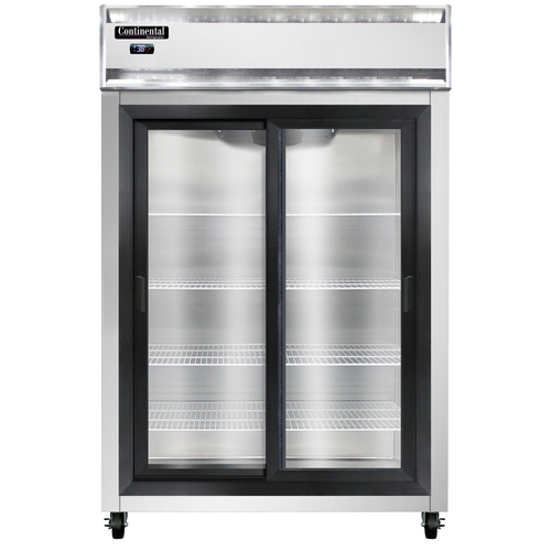 Continental Refrigerator 2RNSASGD 52" W Two-Section Glass Door Reach-In Refrigerator