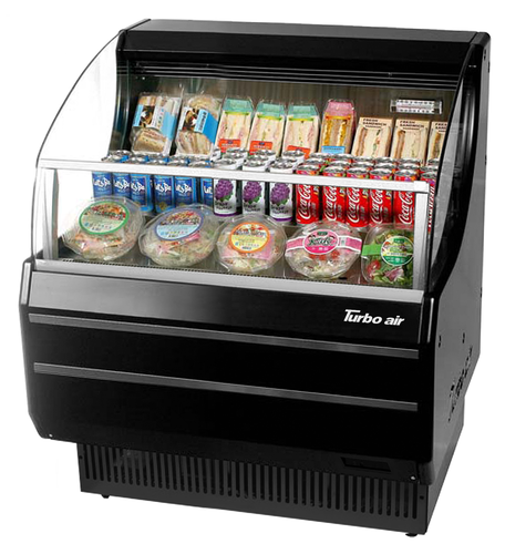 Turbo Air TOM-30SW(B)-N 28.12" W Stainless Steel Slime-Line Horizontal Open Display Merchandiser - 115 Volts
