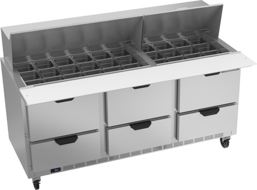 Beverage Air SPED72HC-30M-6 72" W Three-Section Six Drawer Mega Top Refrigerated Counter