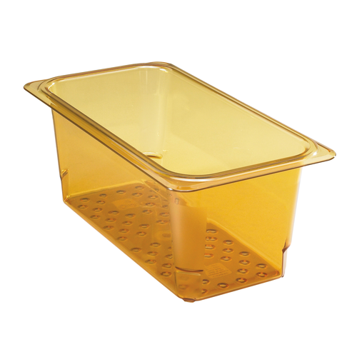 Cambro 35CLRHP150 H-Pan 1/3 Size Amber Colander 5" Deep - 6/Case