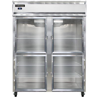 Continental Refrigerator 2RESNSSGDHD 57" W Two-Section Glass Door Reach-In Extra-Wide Refrigerator