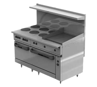 Vulcan EV60SS-6FP24G240 60" W Stainless Steel Electric French Hotplates Restaurant Range - 240 Volts