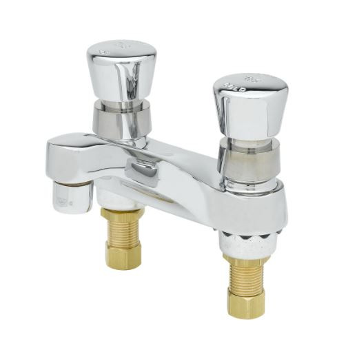 T&S Brass B-0831-VF05 4" Centers Polished Chrome-Plated Brass Body Deck Mount Mixing Faucet