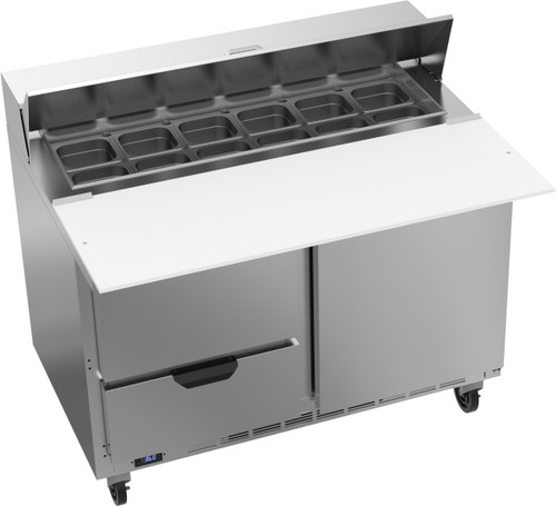 Beverage Air SPED48HC-12C-2 48" W Two-Section One Door Sandwich Top Refrigerated Counter