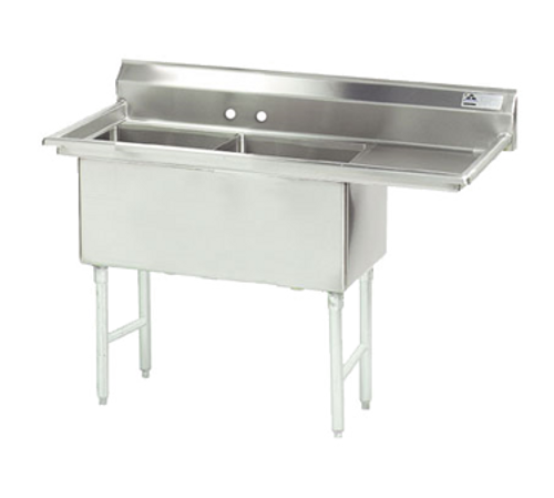 Advance Tabco FC-2-1824-24R-X 54" - 62" 16-Gauge Stainless Steel Two Compartment Right Drain Fabricated Sink