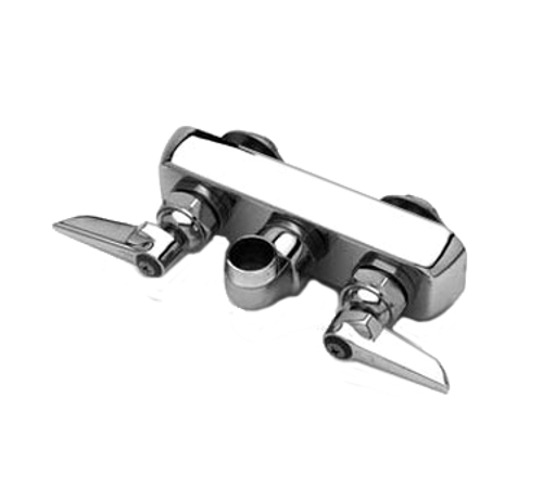 T&S Brass B-1105-LNM Faucet Workboard less nozzle splash mounted bronze body removable seats 6-1/2"W x 2"H chrome-plated escutcheon 3-1/2" centers 1/2" NPT male inlets