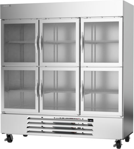 Beverage Air HBR72HC-1-HG 75" W Three-Section Glass Door Reach-In Horizon Series Refrigerator