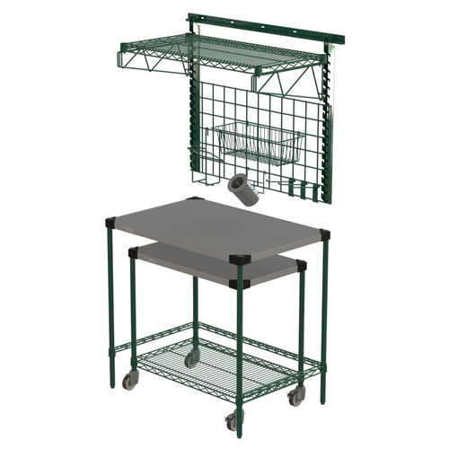 Metro CR2436PTSW 70 1/2" Prep Station with SmartWall Shelf and Cart