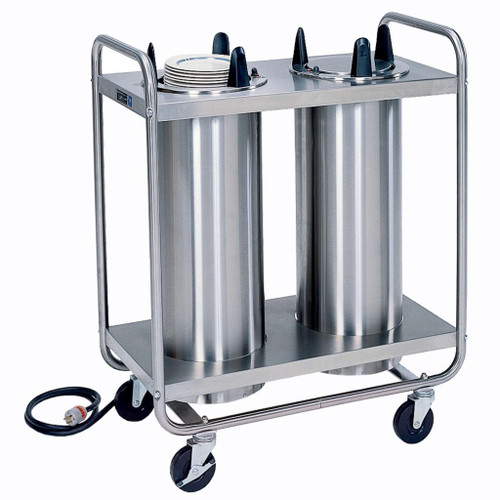 Lakeside 8209 Easy-Glide 9.13" Dia. Round Stainless Steel 2-Tube Heated Mobile Dish Dispenser