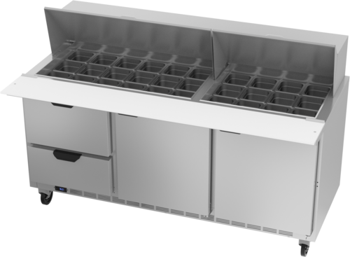 Beverage Air SPED72HC-30M-2 72" W Three-Section Two Door Mega Top Refrigerated Counter