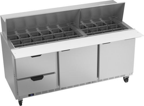 Beverage Air SPED72HC-30M-2 72" W Three-Section Two Door Mega Top Refrigerated Counter