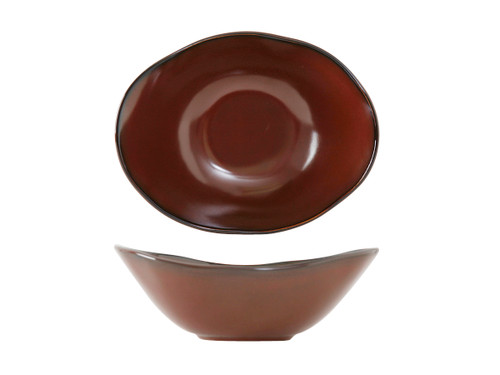 Tuxton GAR-403 20 Oz. Ceramic Red Rock Oblong Capistrano Bowl (1 Dozen)