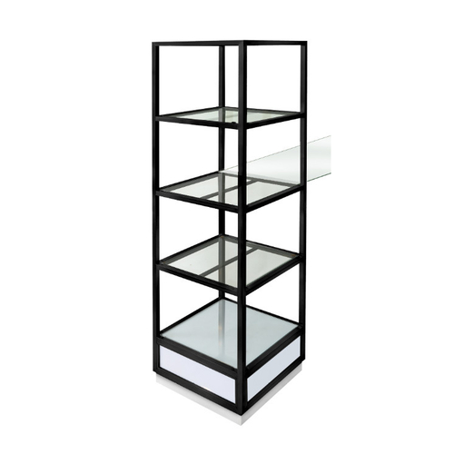 Eastern Tabletop Q951GLB 19-3/4"W x 19-3/4"D x 78-3/4"H Black 18/10 Stainless Steel Mobile Buffet Display System