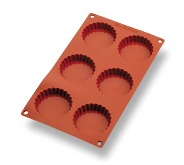 Matfer Bourgeat 257926 Gastroflex Fluted Tart Mold 6 Per Sheet 3-1/8"L x 3/4"H Fluted Tarts Food Grade Silicone