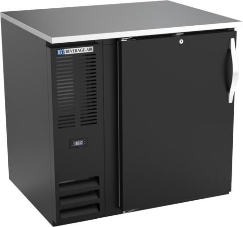 Beverage Air BB36HC-F-B 36" W One-Section Solid Door Refrigerated Food Rated Back Bar Storage Cabinet - 115 Volts