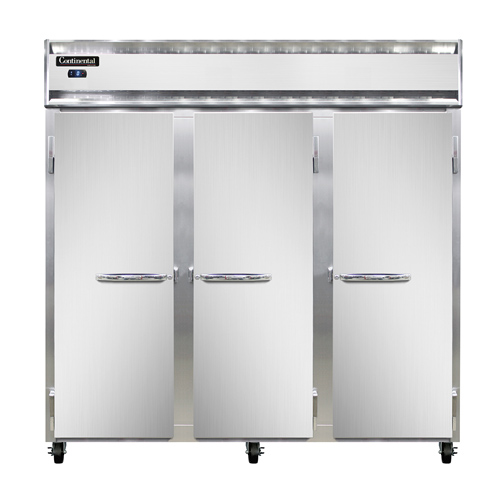 Continental Refrigerator 3FS-SS 78" W Three-Section Solid Door Reach-In Freezer - 115 Volts