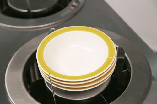 Lakeside 965 Adjust-a-Fit 9.75" Dia. Round Stainless Steel 3-Tube Cabinet Heated Mobile Dish Dispenser