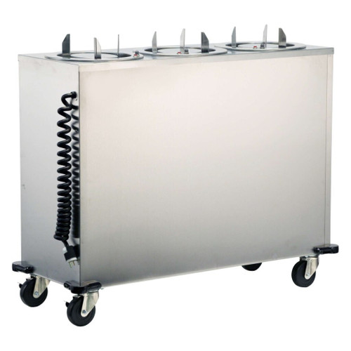 Lakeside 965 Adjust-a-Fit 9.75" Dia. Round Stainless Steel 3-Tube Cabinet Heated Mobile Dish Dispenser