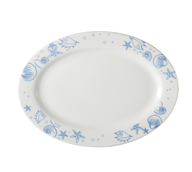 CAC China ATC-81 Super White Porcelain Oval Atlantic Seashell Platter (6 Each Per Case)