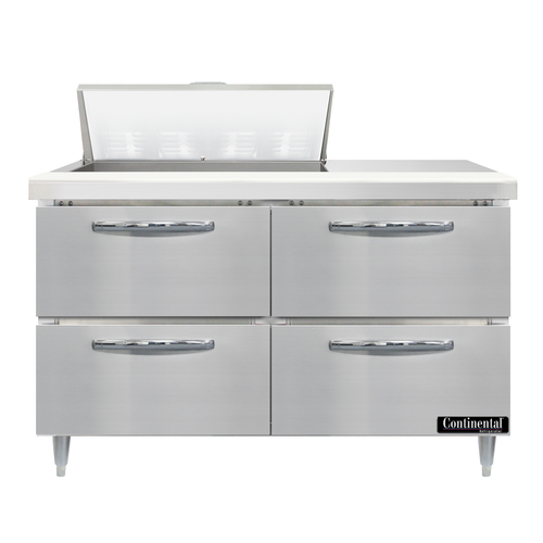 Continental Refrigerator D48N8-D 48" W Two-Section Four Drawer Designer Line Sandwich Unit