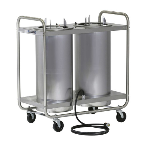 Lakeside 777 Adjust-a-Fit 9.75" Dia. Round Stainless Steel 2-Tube Open Heated Mobile Dish Dispenser