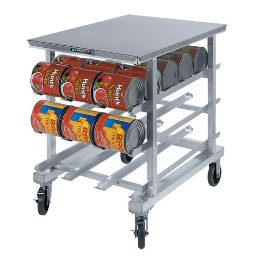 Lakeside 346 35" W Aluminum Mobile Worktop Height (54) #10 and (96) #5 Can Storage and Dispensing Rack