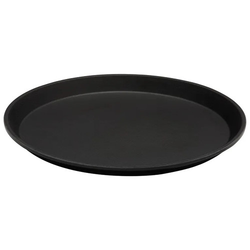 Cambro 900CT110 9" Dia. Fiberglass Black Satin Round Camtread Serving Tray