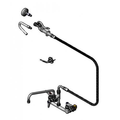 T&S Brass B-0175-60H-QDSV Spray Assembly wall mount mixing faucet with 8"