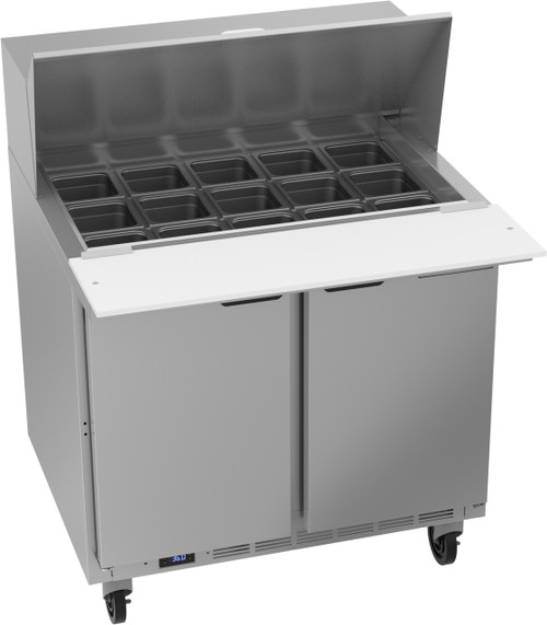 Beverage Air SPE36HC-15M 36" W Two-Section Two Door Mega Top Refrigerated Counter