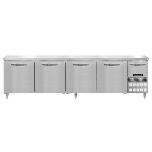 Continental Refrigerator DRA118NSS 118"W Five Door Stainless Steel Designer Line Refrigerated Base Worktop Unit