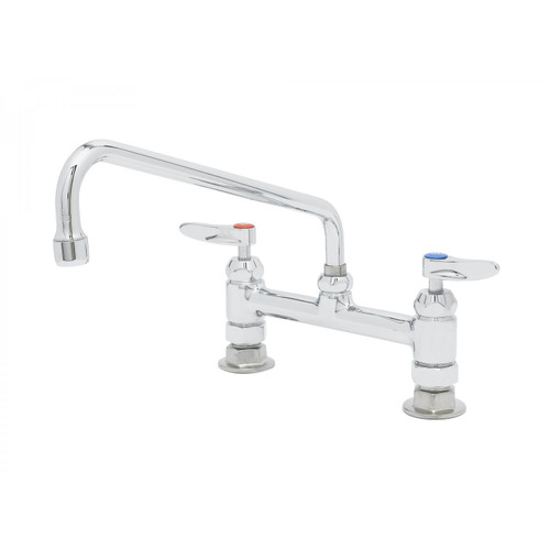 T&S Brass B-2280-CR Swivel Sink & Double Pantry Faucet 8" deck mount 12"