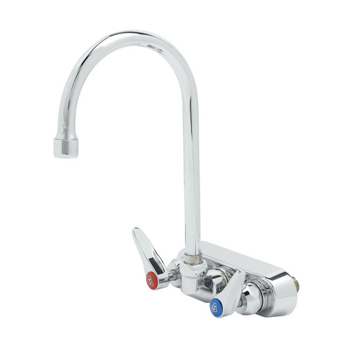 T&S Brass B-1146-CR Workboard Faucet wall mount 4" centers 5-3/4" swivel gooseneck nozzle
