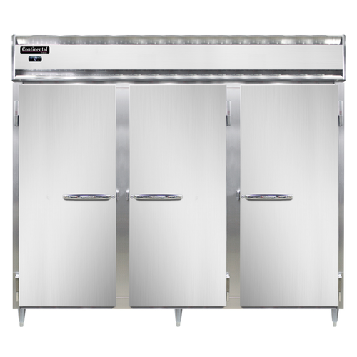 Continental Refrigerator DL3FE-SA 85.5" W Three-Section Solid Door Reach-In Designer Line Wide Freezer - 115 Volts