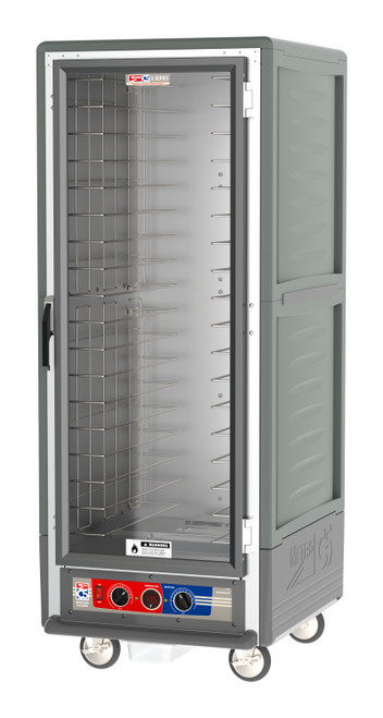 Metro C539-MFC-4-GY C5 3 Series Gray Full-Size Insulated Moisture Heated Holding & Proofing Cabinet with Clear Door and Fixed Wire Slides - 120V