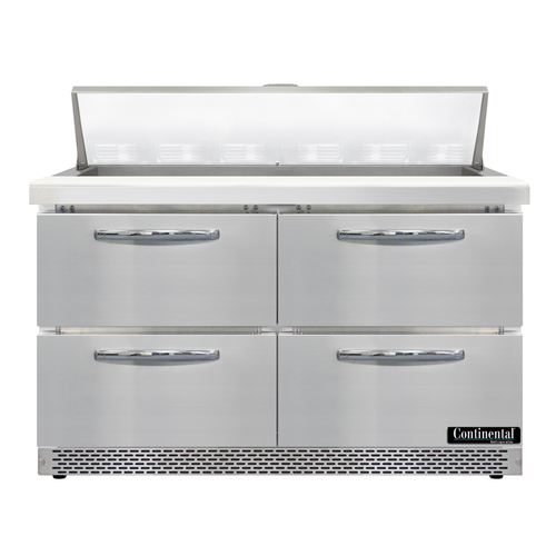 Continental Refrigerator D48N12-FB-D 48" W Two-Section Four Drawer Designer Line Sandwich Unit