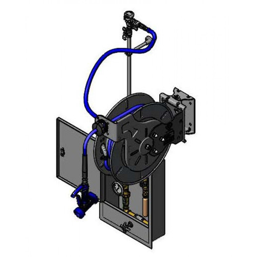 T&S Brass B-7142-U05WS5 Hose Reel Control Unit wall-mount open stainless steel reel with 3/8"