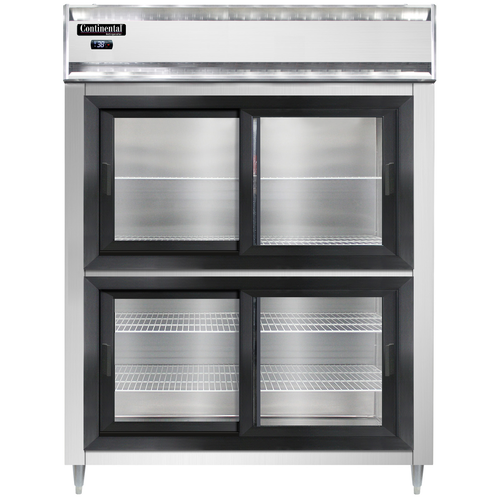 Continental Refrigerator D2RENSSSGDHD 57" W Two-Section Glass Door Reach-In Designer Line Wide Refrigerator