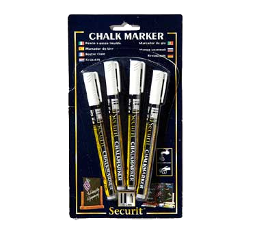 American Metalcraft BLSMA100V4WH Mini Tip White Securit Chalk Markers (Packed By 4)