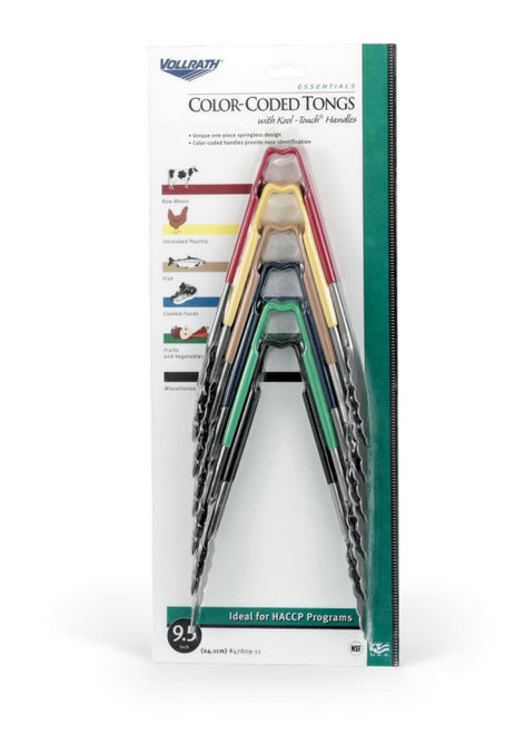Vollrath 4780911 9-1/2" Color-Coded Utility Tong MULTI-PACK